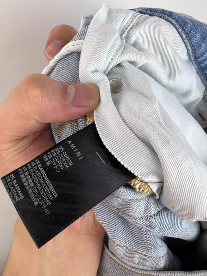 Amiri Camouflage Distressed Denim Jeans