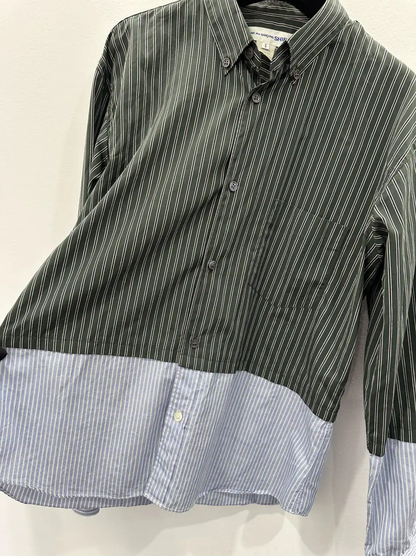 COMME des GARÇONS Green Striped Long Sleeve Shirt 0089