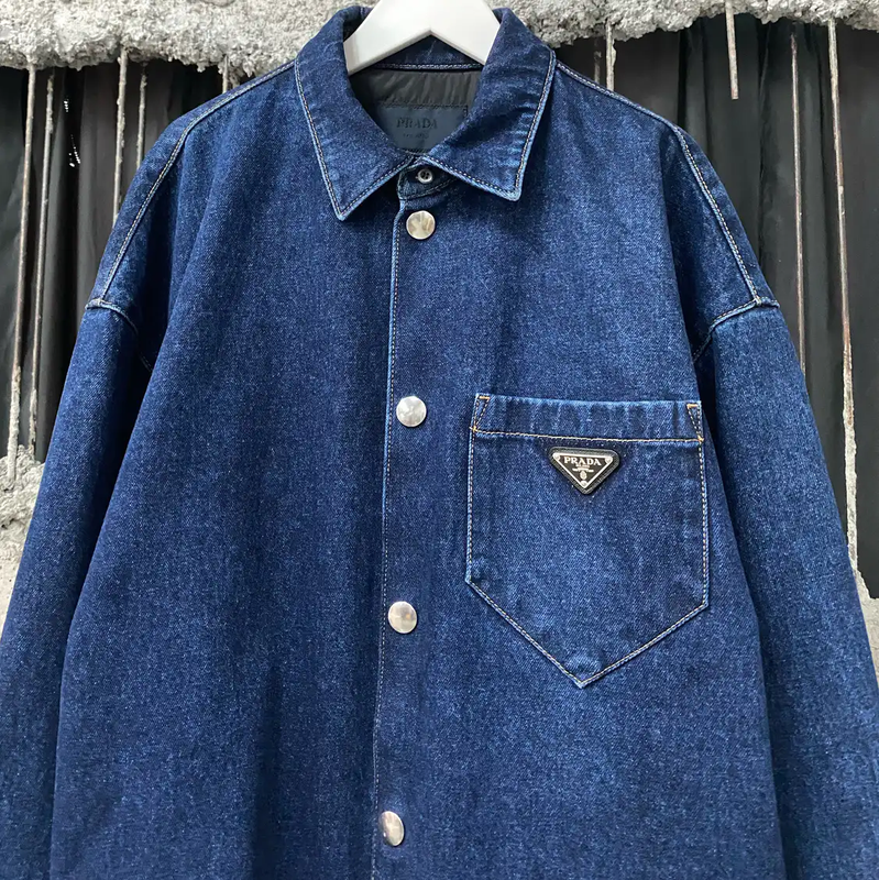 Prada Deep Blue Cotton Long Sleeve Jacket