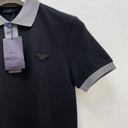 Prada Black Cotton Men's Short Sleeve Polo
