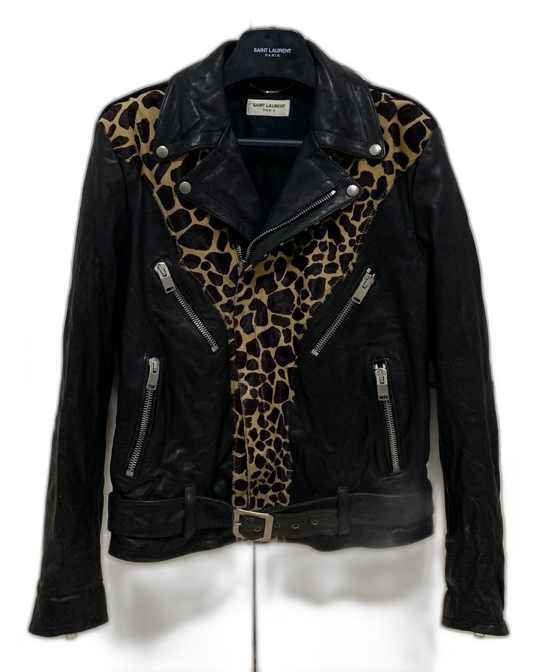 Saint Laurent Leopard Print Leather Jacket