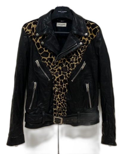Saint Laurent Leopard Print Leather Jacket