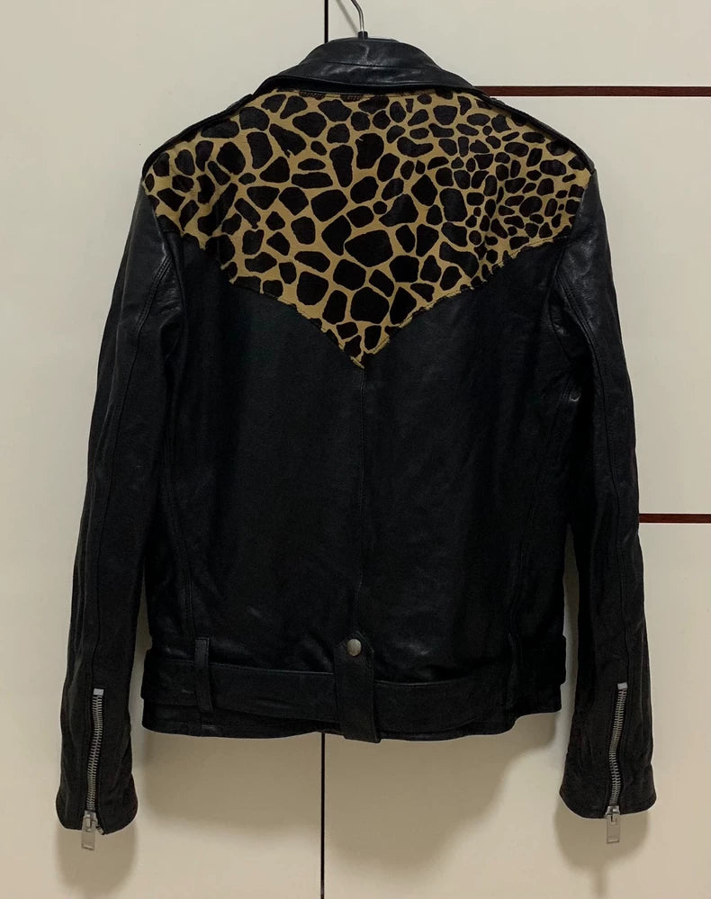 Saint Laurent Leopard Print Leather Jacket