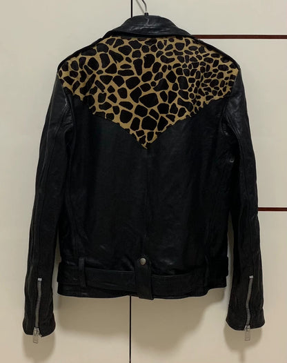 Saint Laurent Leopard Print Leather Jacket