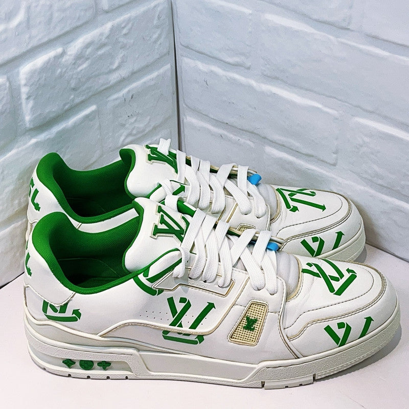 Louis Vuitton Green White Trainer Low-Top Sneakers 0079