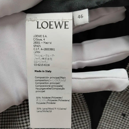 Loewe Men's Gray Houndstooth Jacket with Leather Collar 0089