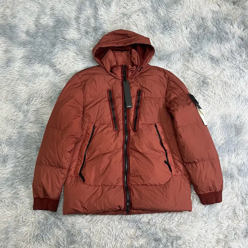 Stone Island XL Burgundy Cotton Puffer Jacket 0089