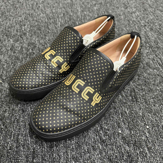 Gucci Black Canvas Slip-On Shoes 0079