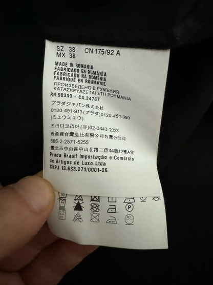 Prada Black Gray Embroidered Logo Shirt