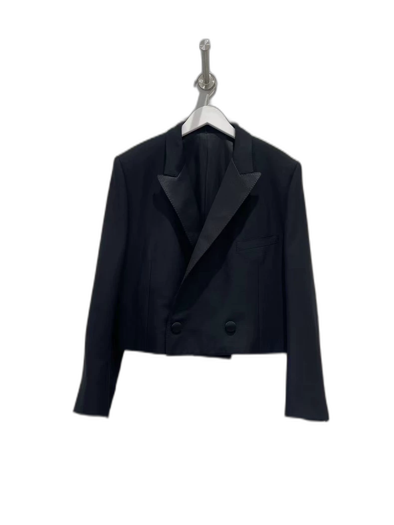 Celine Short Satin Black Suit Jacket
