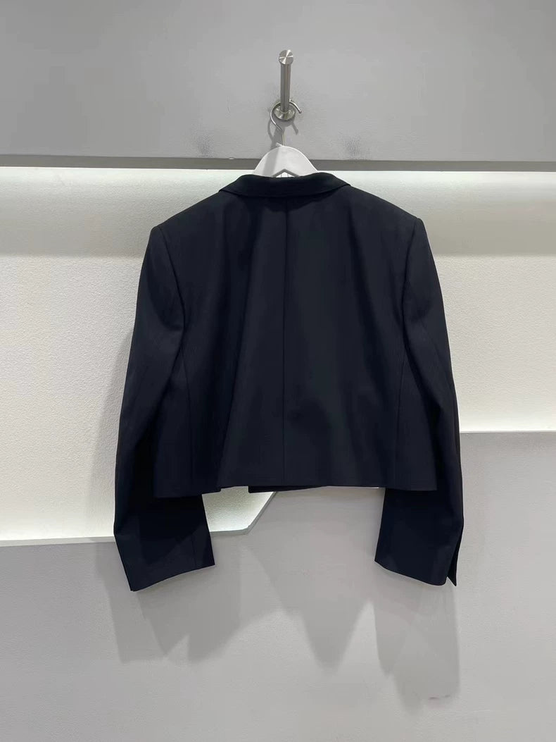 Celine Short Satin Black Suit Jacket