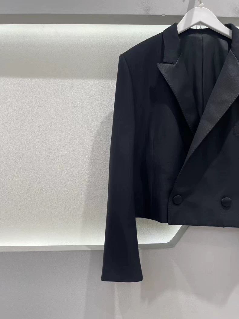 Celine Short Satin Black Suit Jacket