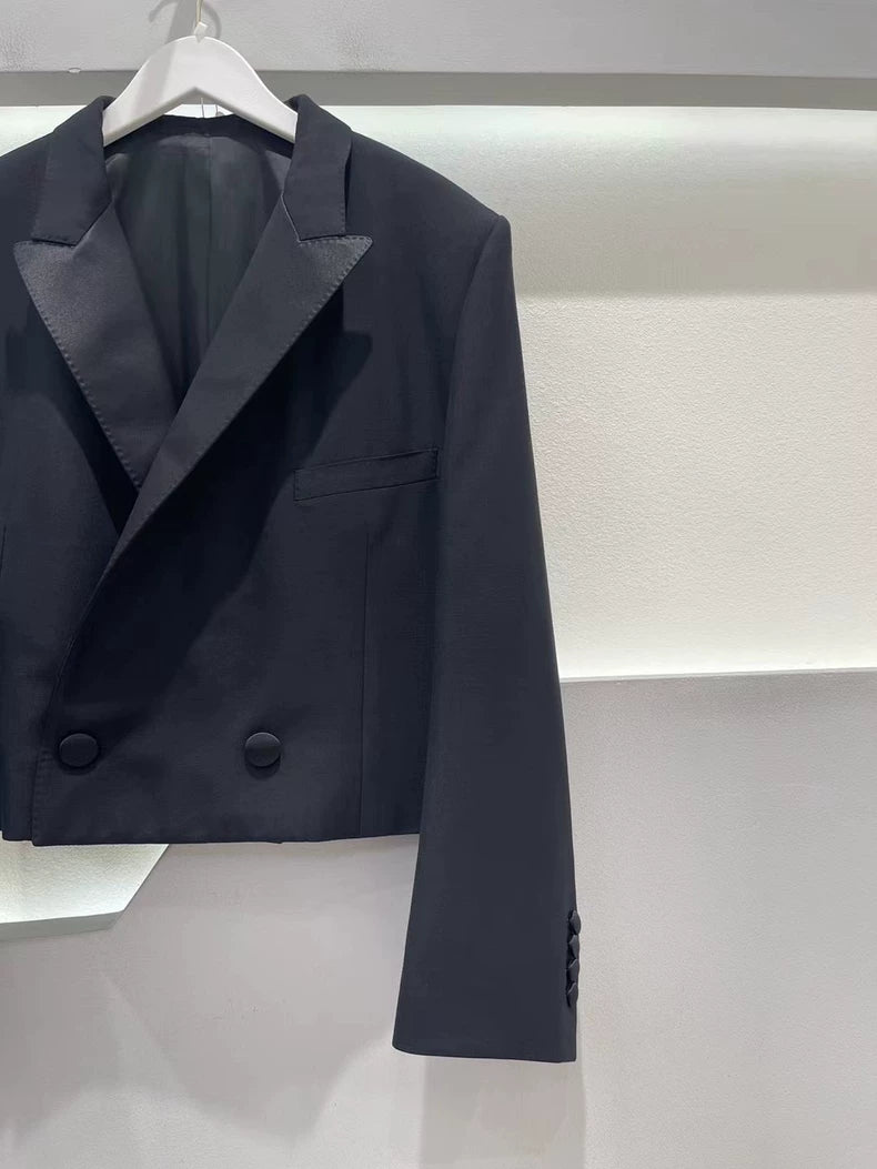 Celine Short Satin Black Suit Jacket