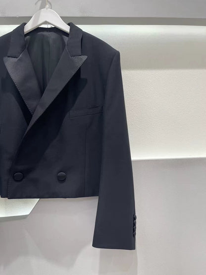 Celine Short Satin Black Suit Jacket