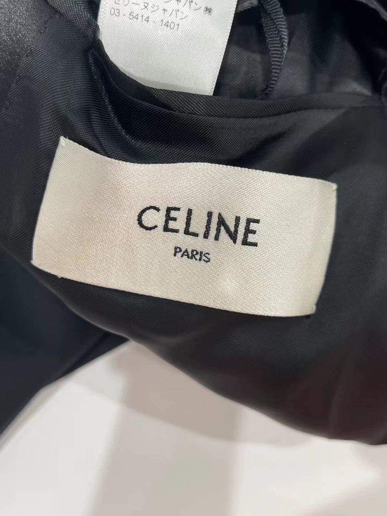 Celine Short Satin Black Suit Jacket