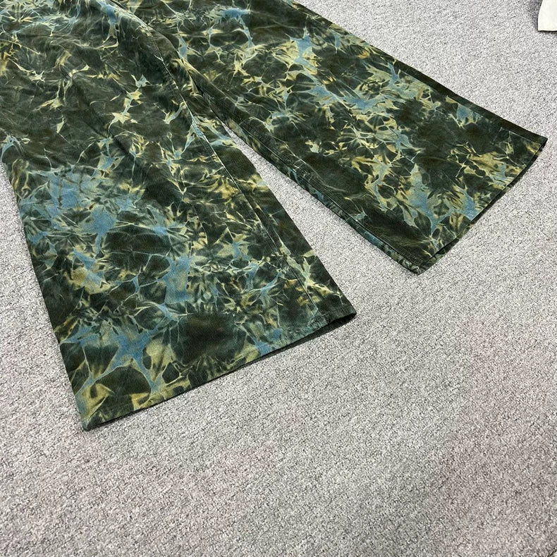 Celine Camouflage Tie-Dye Corduroy Pants