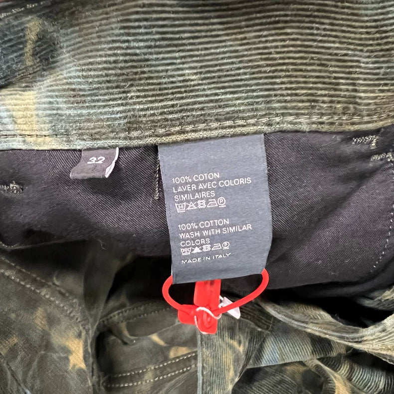 Celine Camouflage Tie-Dye Corduroy Pants