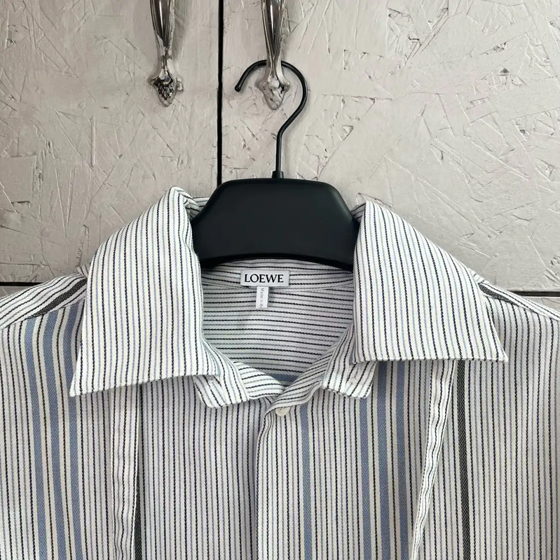 Loewe Striped Light Blue Cotton Shirt 0089