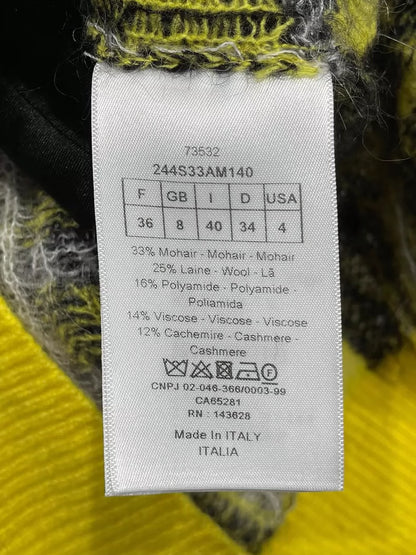 Dior Short Sleeve Knit Sweater with Plaid Pattern