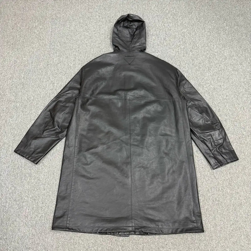 Prada M Black Leather Men's Coat