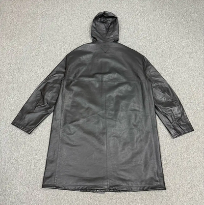 Prada M Black Leather Men's Coat
