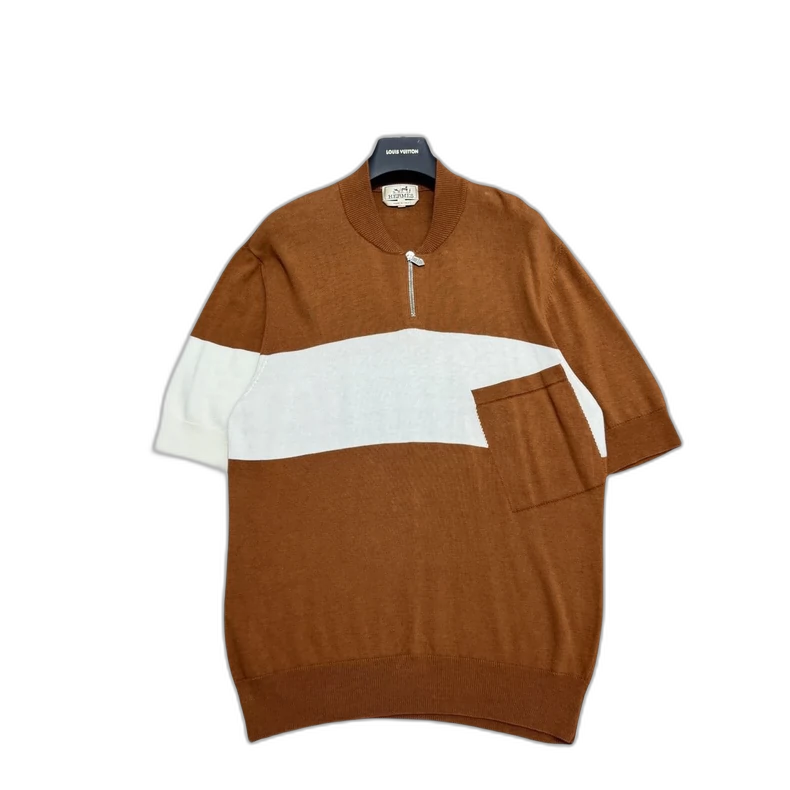 Hermes Color Block Short Sleeve Sweater-zp