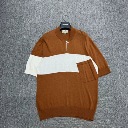 Hermes Color Block Short Sleeve Sweater-zp