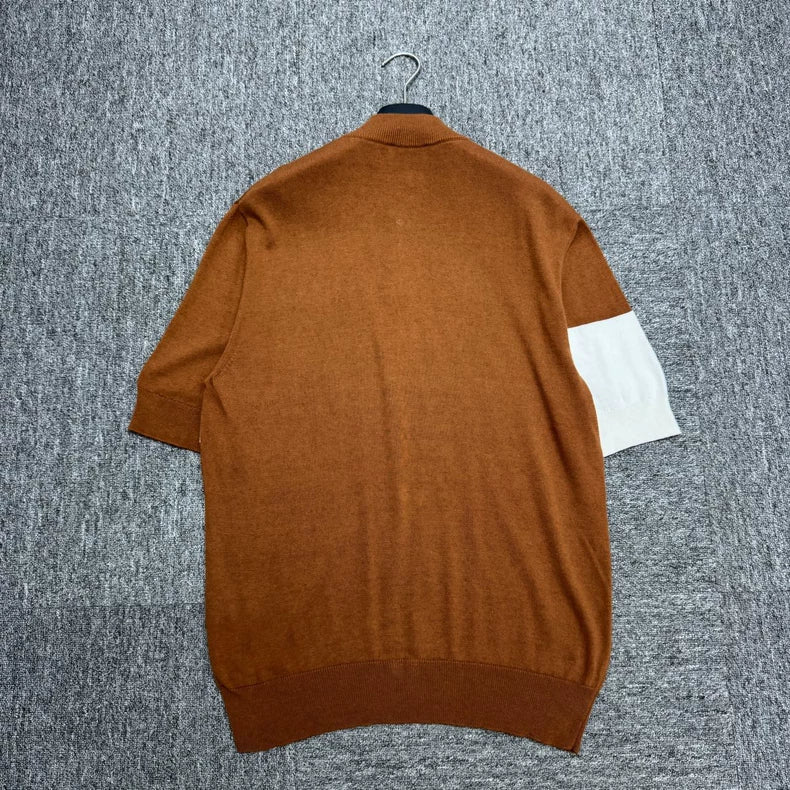 Hermes Color Block Short Sleeve Sweater-zp