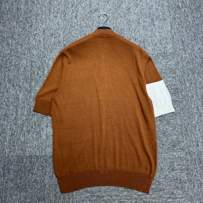 Hermes Color Block Short Sleeve Sweater-zp