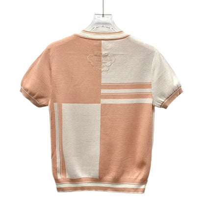 Hermes Colorblock Logo Print Silk T-Shirt-yf
