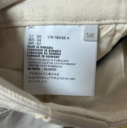 Prada Men's Beige Cotton Logo Shorts