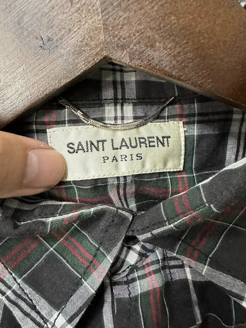 Saint Laurent SLP Checkered Long Sleeve Shirt
