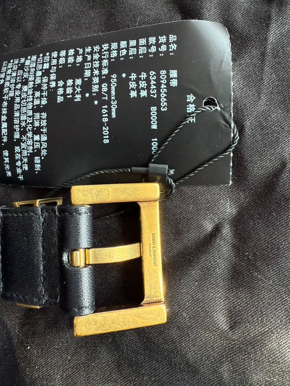 Saint Laurent Gold Buckle Leather Belt