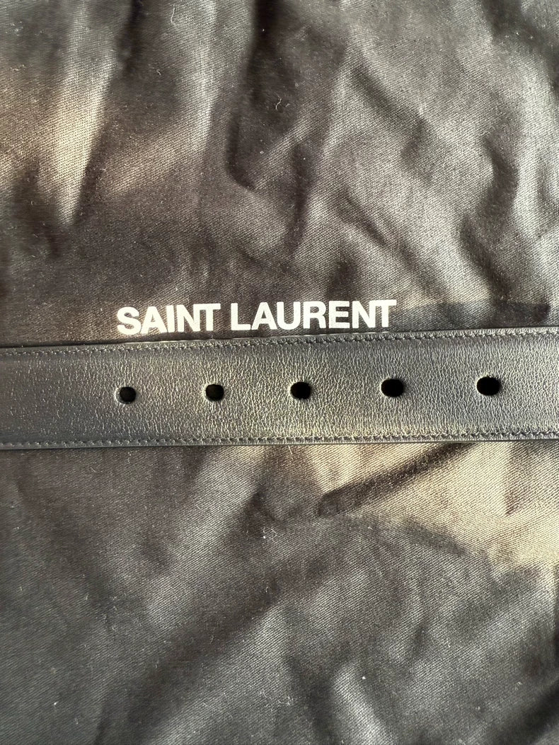 Saint Laurent Gold Buckle Leather Belt