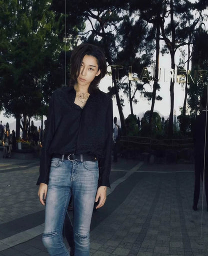 Saint Laurent Cracked Texture Belt Size 85