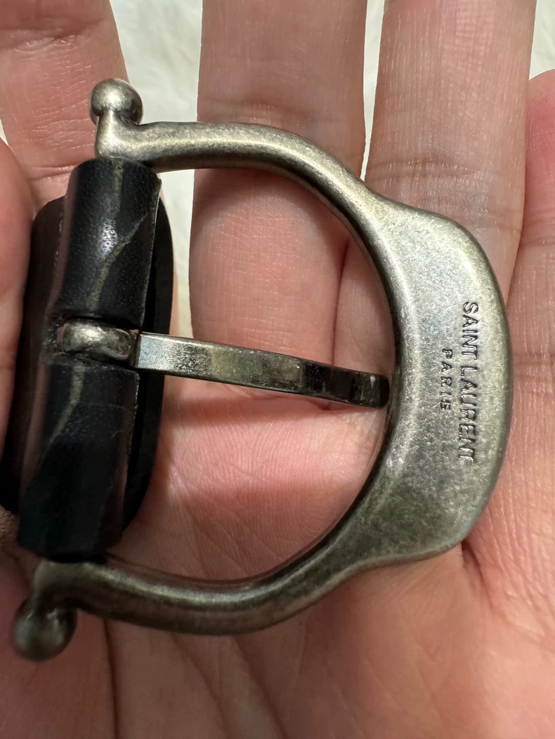 Saint Laurent Cracked Texture Belt Size 85