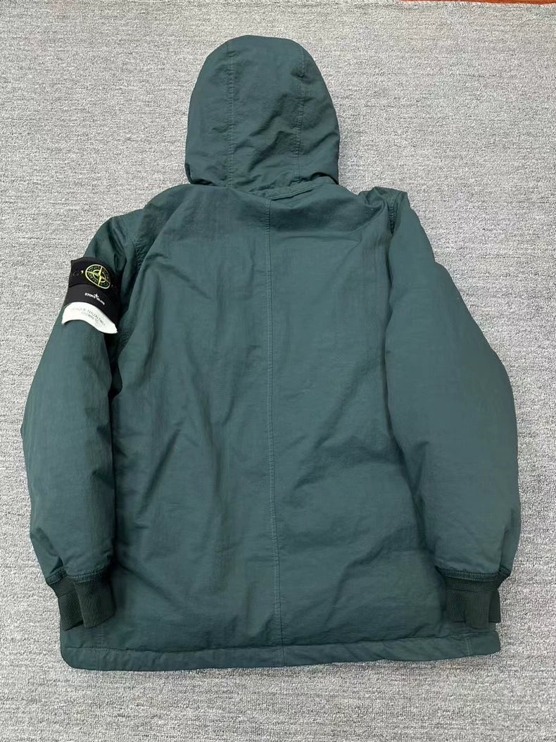 Stone Island Green Hooded Down Jacket
