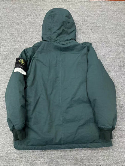 Stone Island Green Hooded Down Jacket