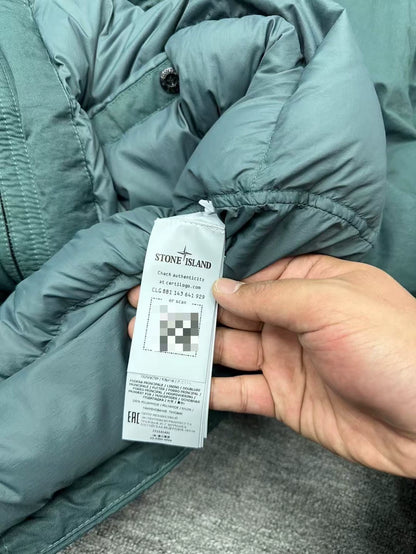 Stone Island Green Hooded Down Jacket