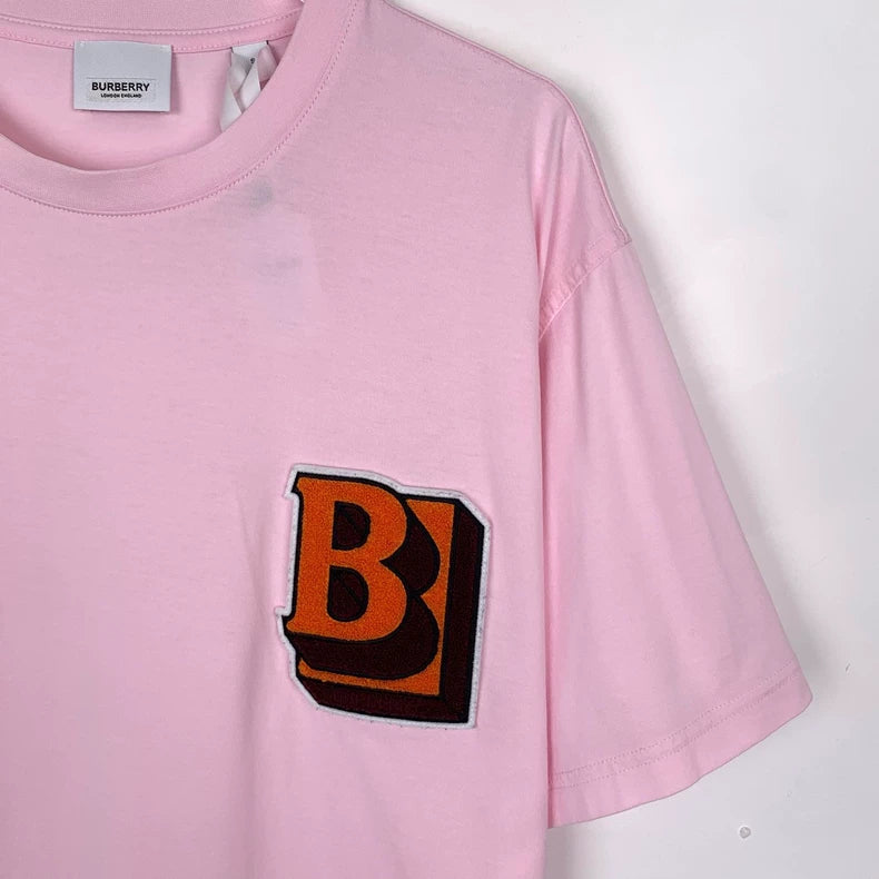 Pink Cotton T-Shirt with Logo