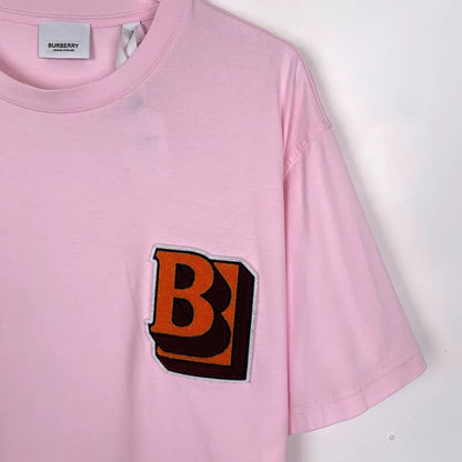 Pink Cotton T-Shirt with Logo