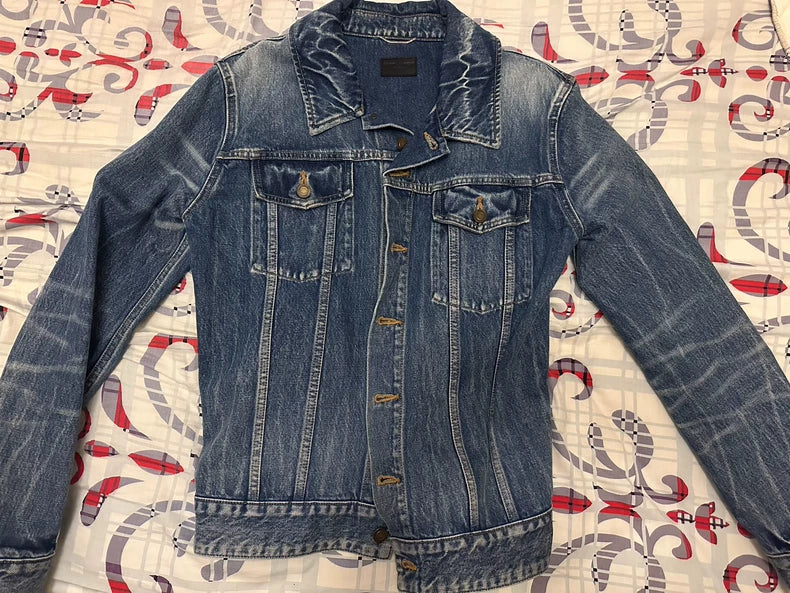 Saint Laurent SLP Flamingo Embroidered Denim Jacket