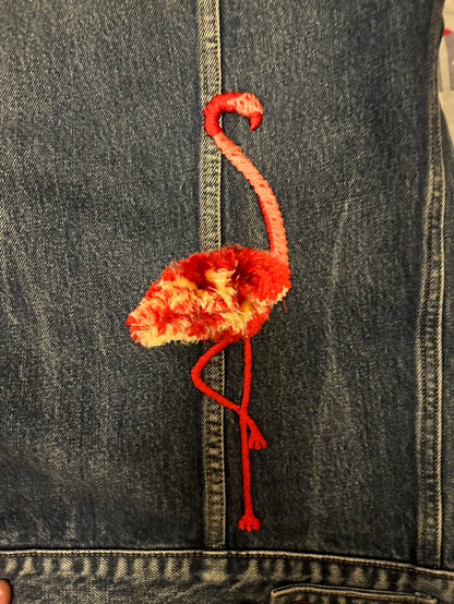 Saint Laurent SLP Flamingo Embroidered Denim Jacket