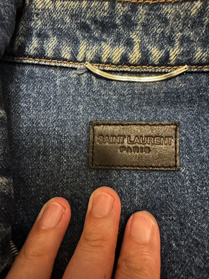 Saint Laurent SLP Flamingo Embroidered Denim Jacket