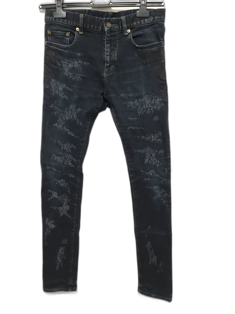 Saint Laurent Distressed Paint Denim Pants