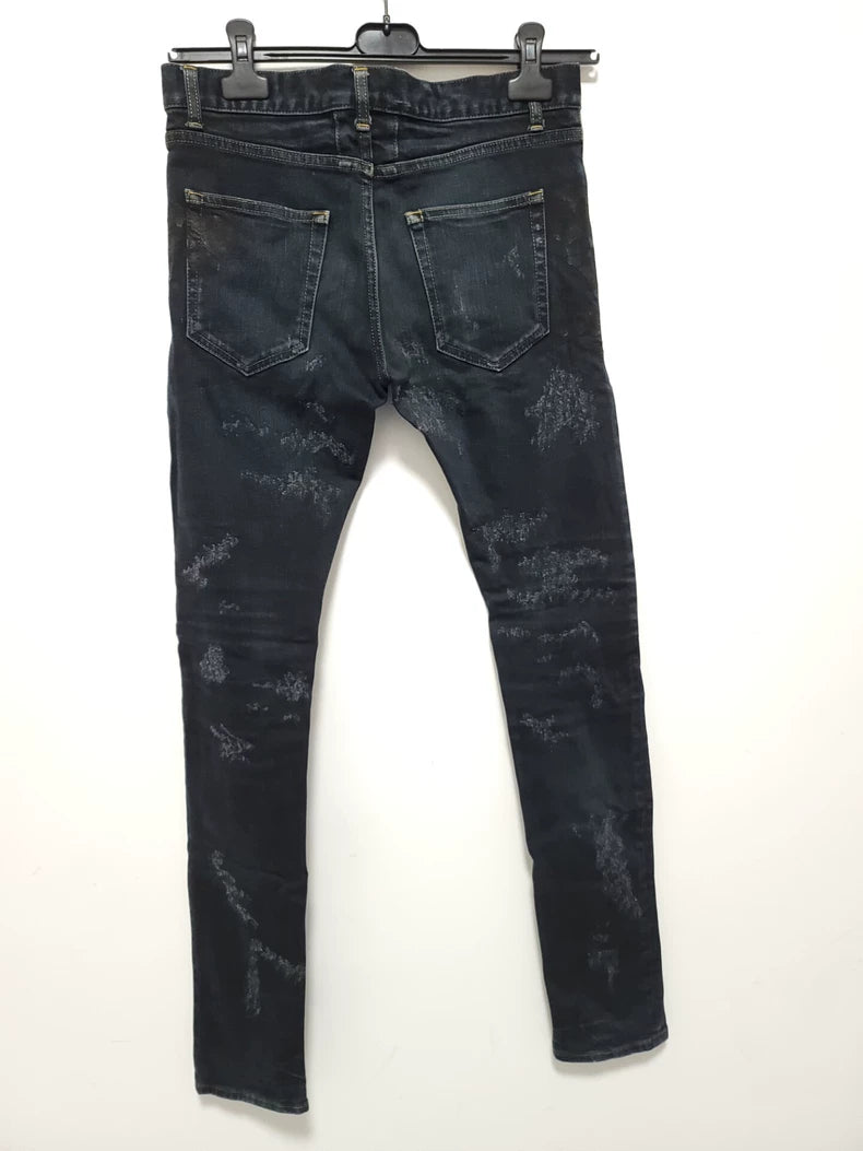 Saint Laurent Distressed Paint Denim Pants