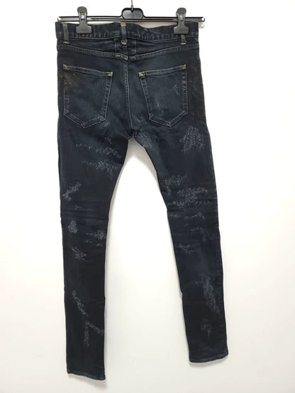 Saint Laurent Distressed Paint Denim Pants