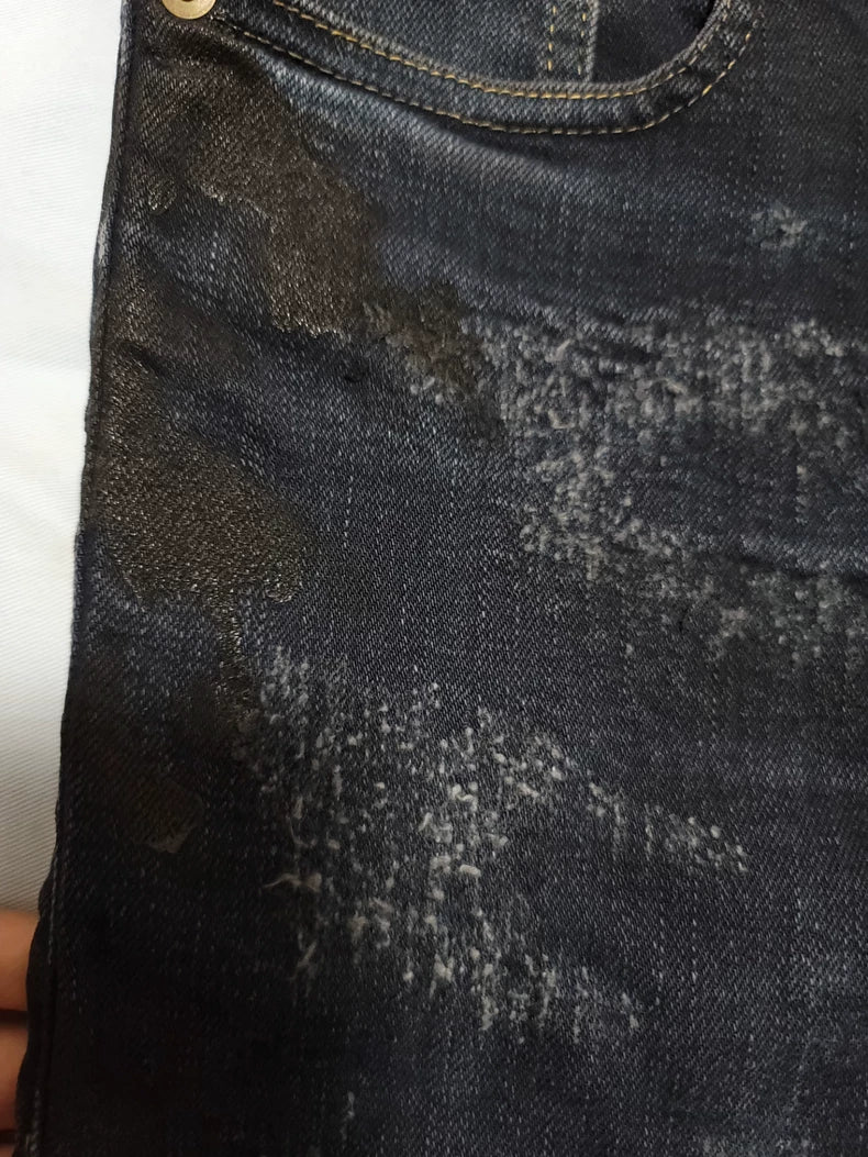 Saint Laurent Distressed Paint Denim Pants