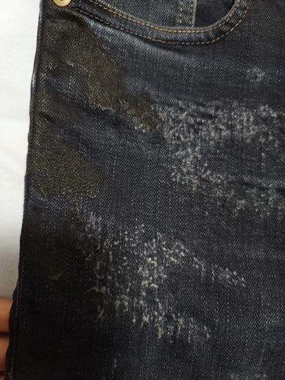 Saint Laurent Distressed Paint Denim Pants