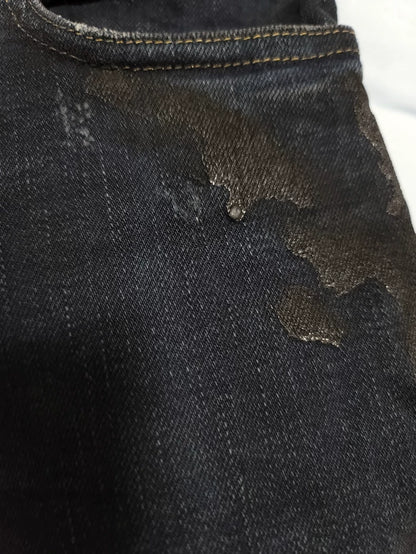 Saint Laurent Distressed Paint Denim Pants